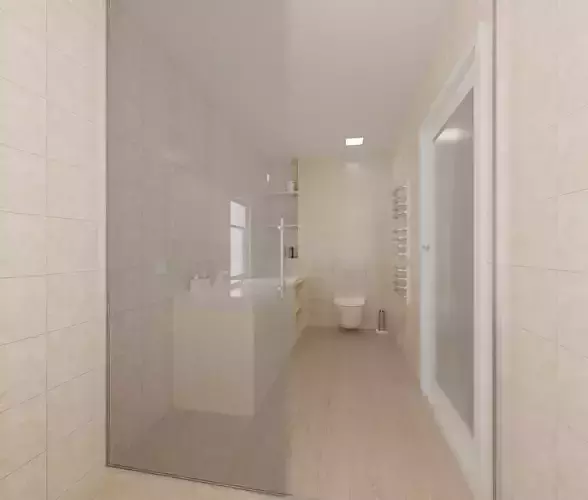 Realistic modern bathroom 
