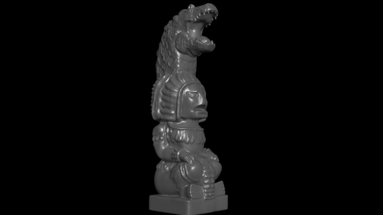 Mayan statue with crocodile head stl 3D print model_2