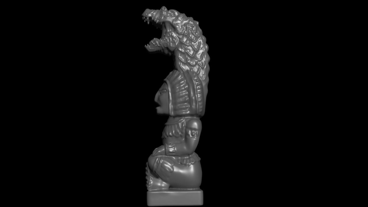 Mayan statue with crocodile head stl 3D print model_4