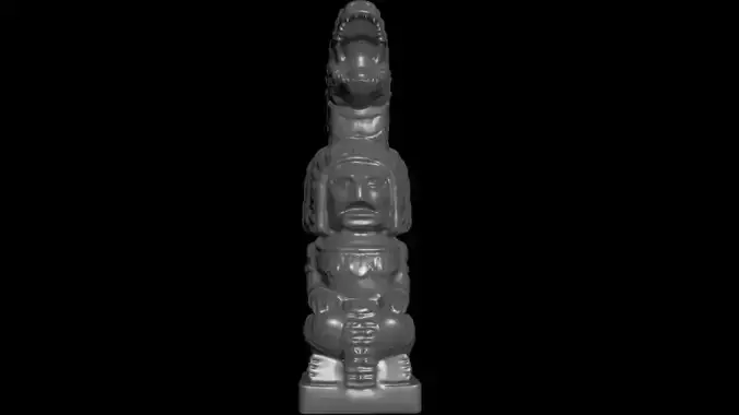 Mayan statue with crocodile head stl