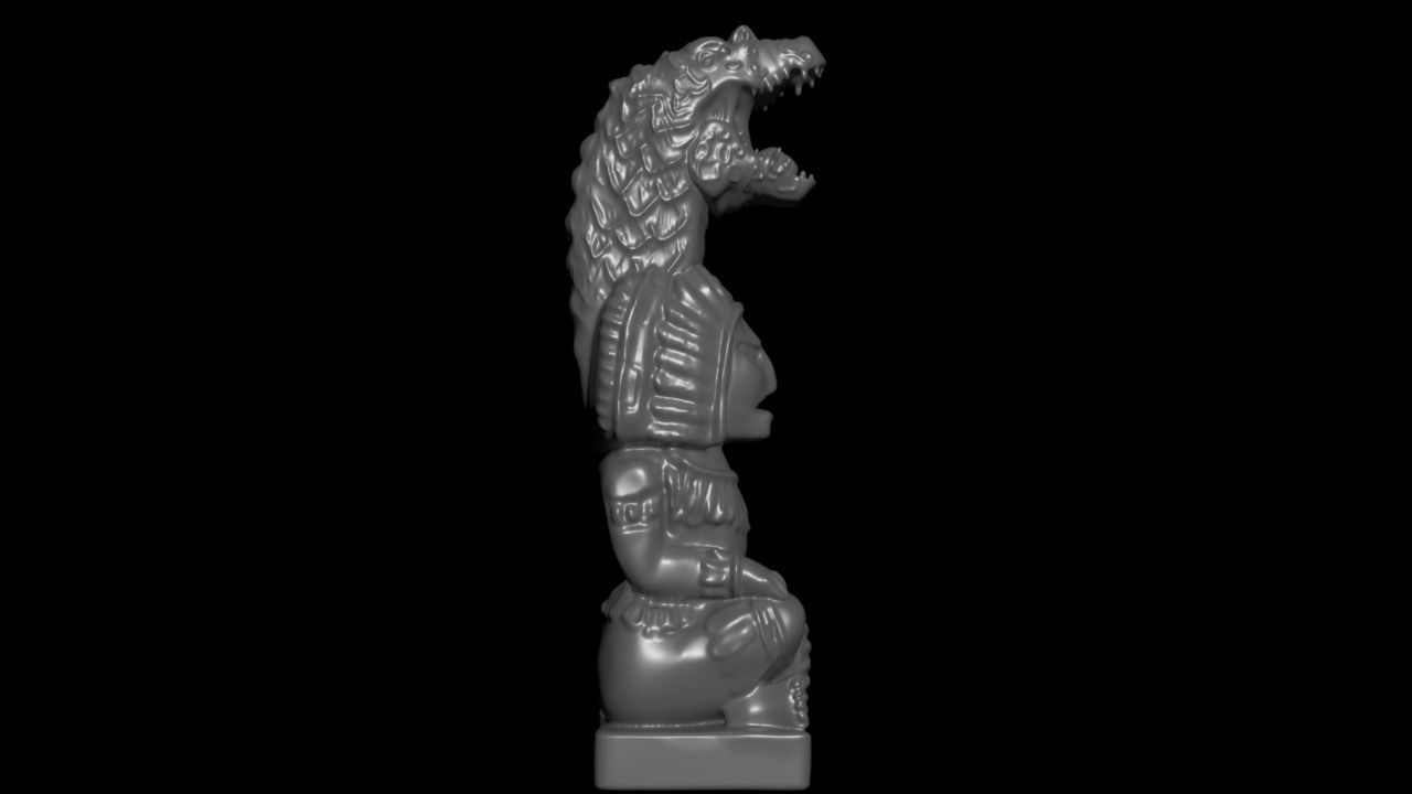 Mayan statue with crocodile head stl 3D print model_5