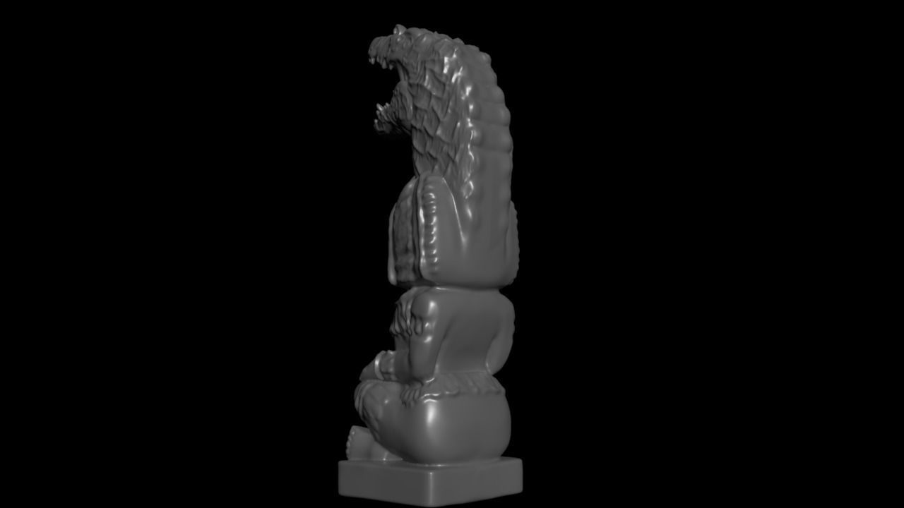 Mayan statue with crocodile head stl 3D print model_3