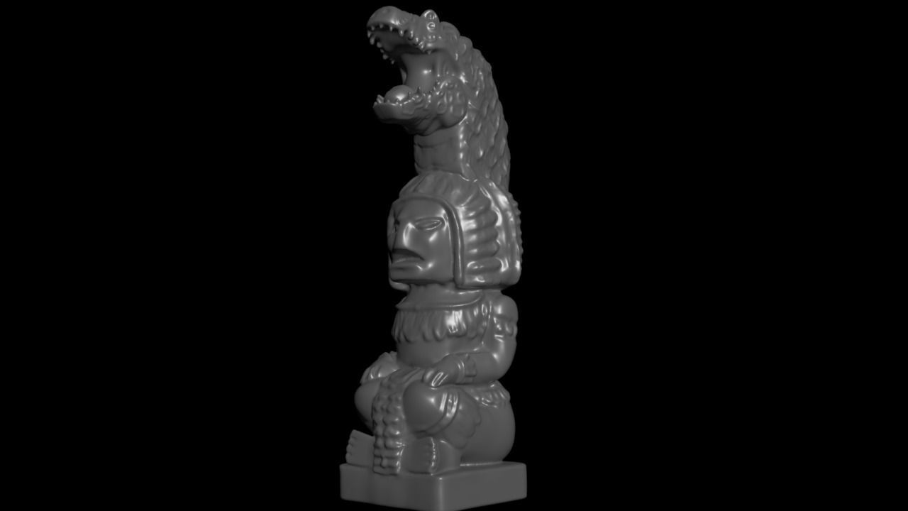 Mayan statue with crocodile head stl 3D print model_1
