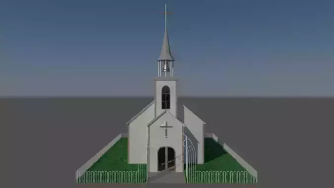 Church lit up at night