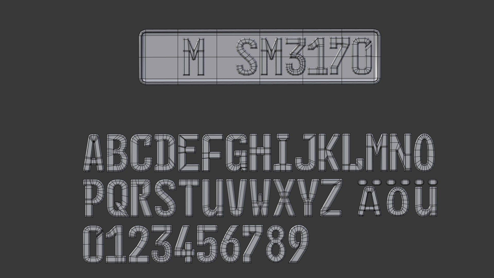 License Plate Germany EU Low-poly 3D model_1