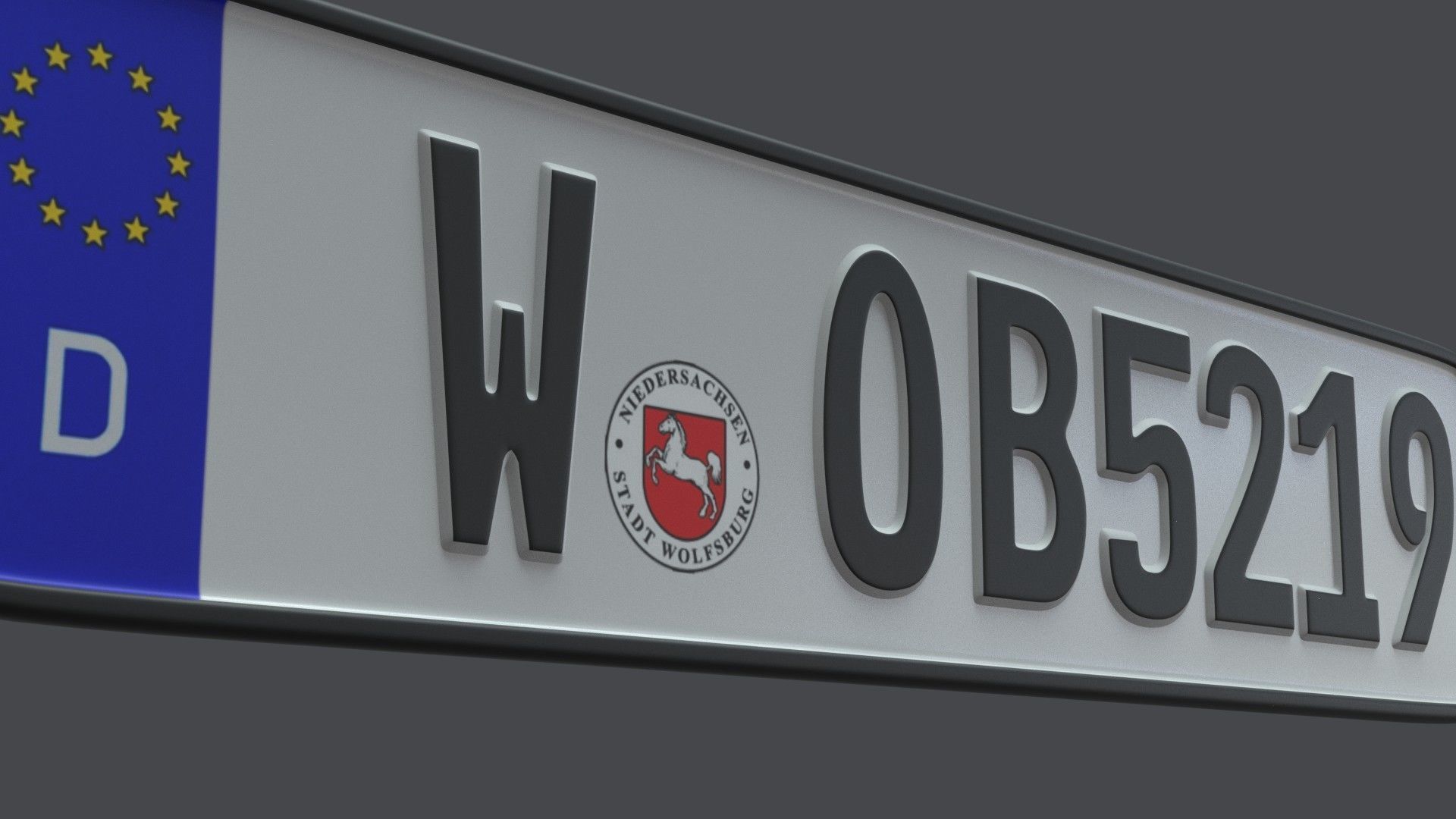 License Plate Germany EU Low-poly 3D model_7