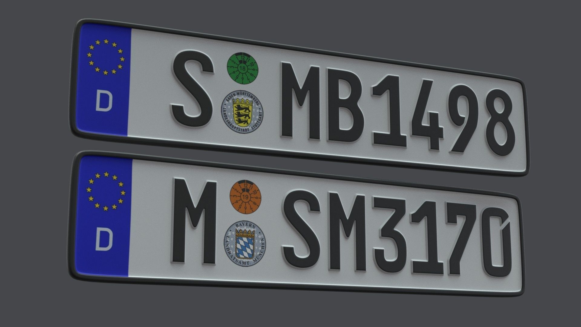 License Plate Germany EU Low-poly 3D model_3