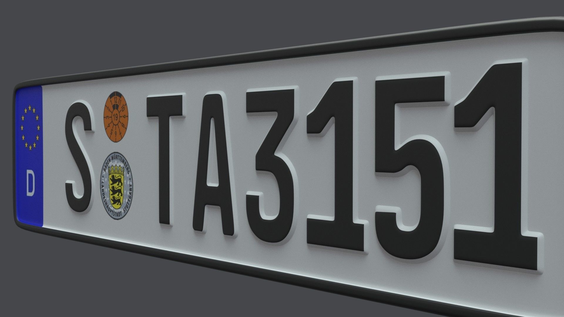 License Plate Germany EU Low-poly 3D model_8