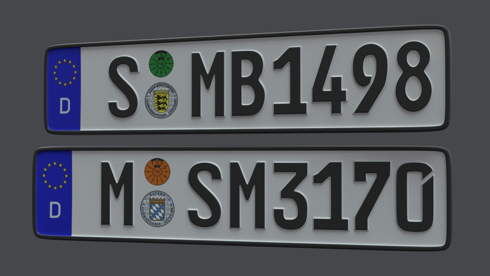 License Plate Germany EU Low-poly 3D model_4