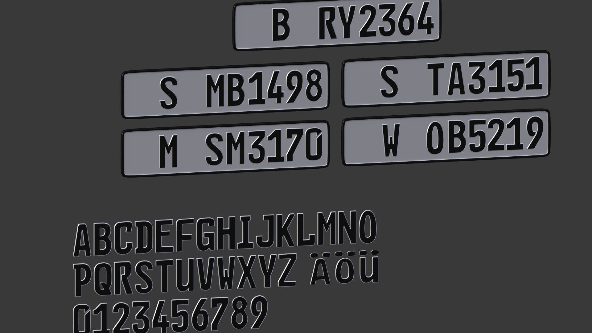 License Plate Germany EU Low-poly 3D model_9