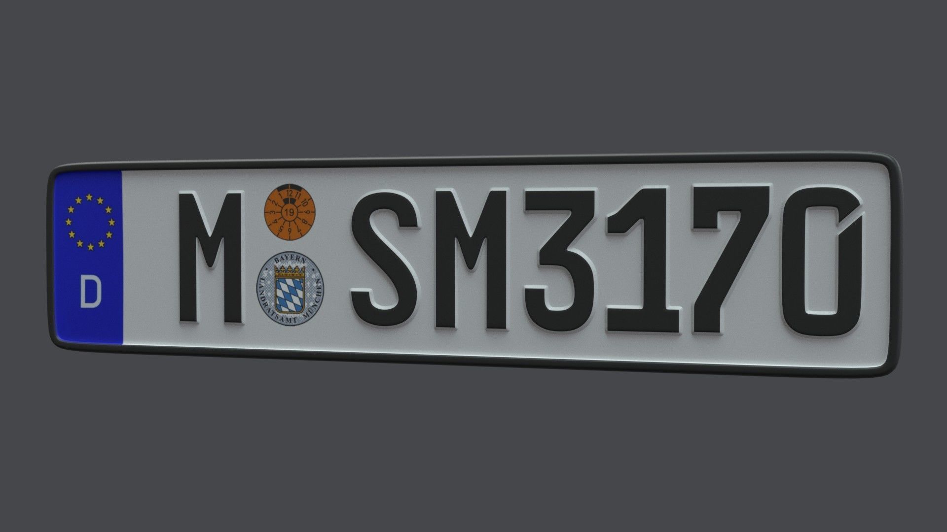 License Plate Germany EU Low-poly 3D model_5