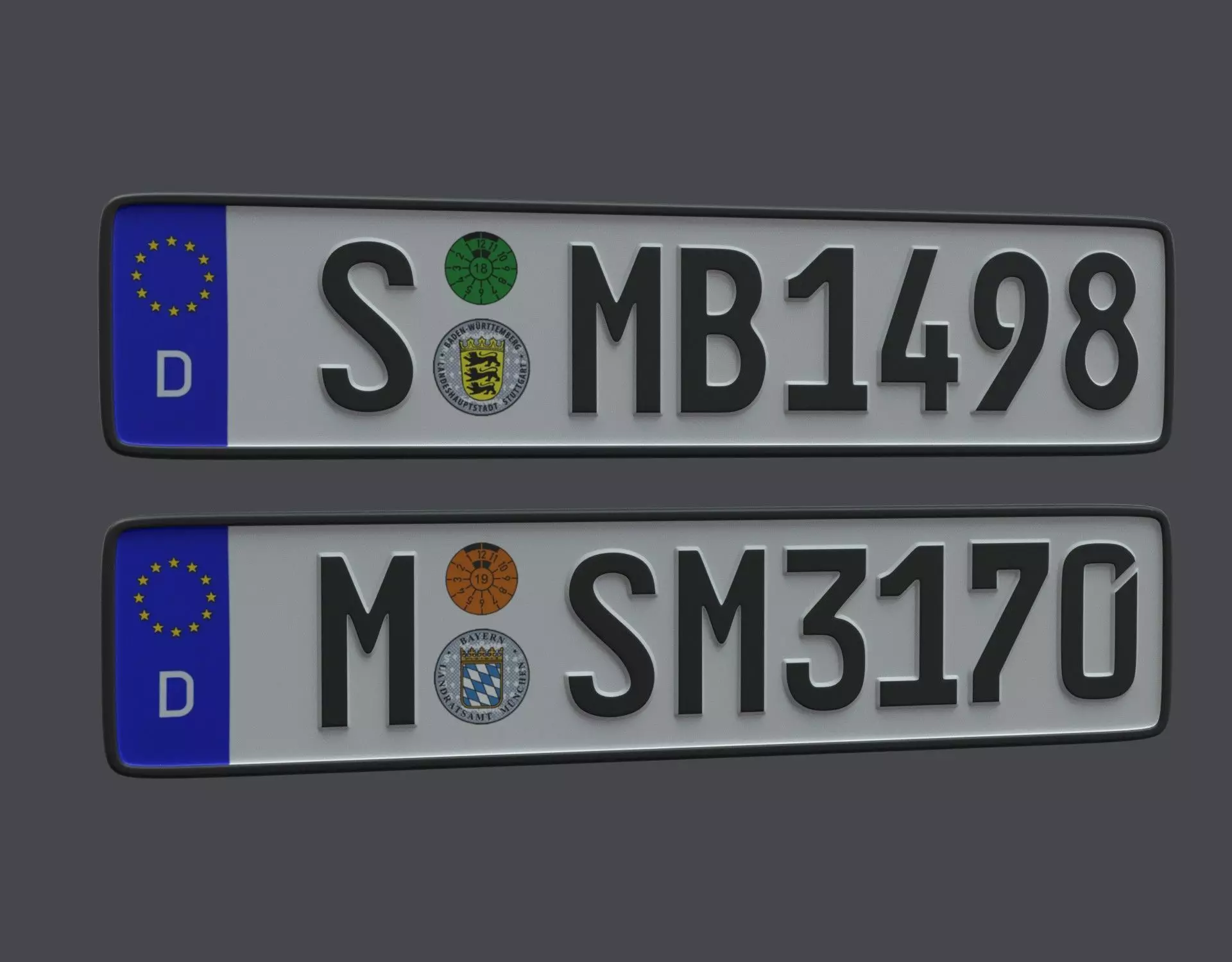 License Plate Germany EU Low-poly 3D model_0