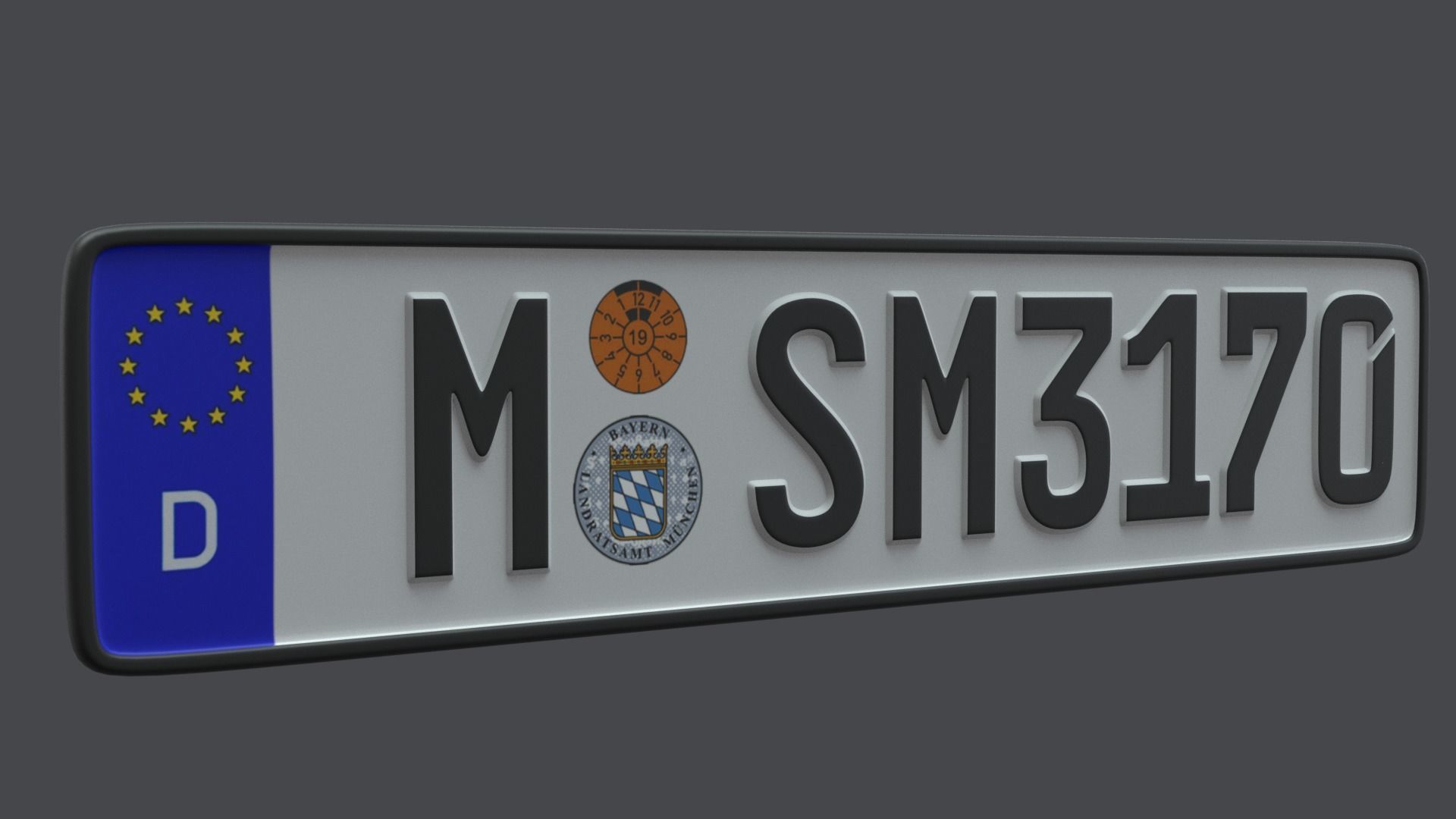 License Plate Germany EU Low-poly 3D model_2