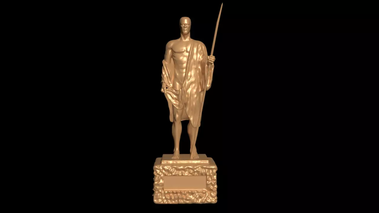 Historical statue of man with a spear stl  3D print model_0