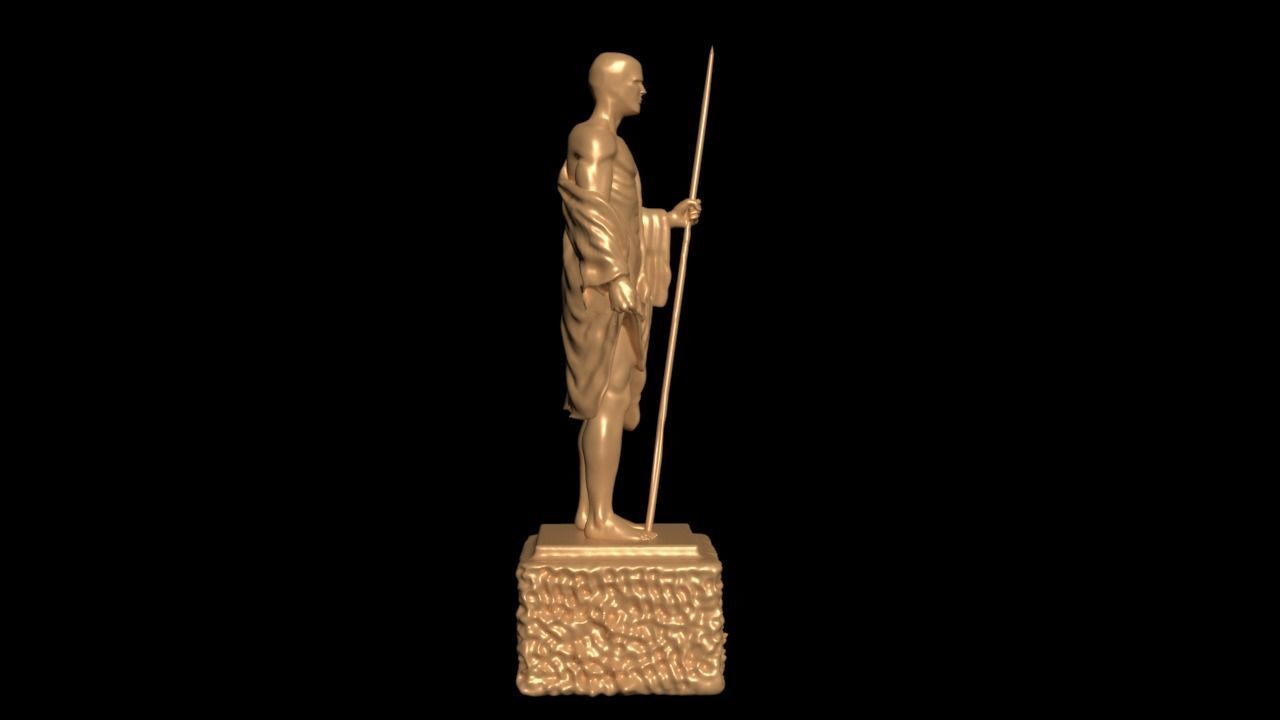 Historical statue of man with a spear stl  3D print model_1