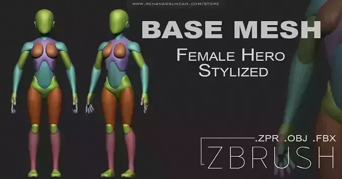 Female Hero Stylized Base Mesh