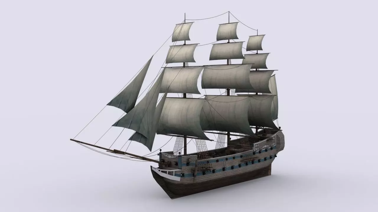 Fregat 1 sailing ship Low-poly 3D model