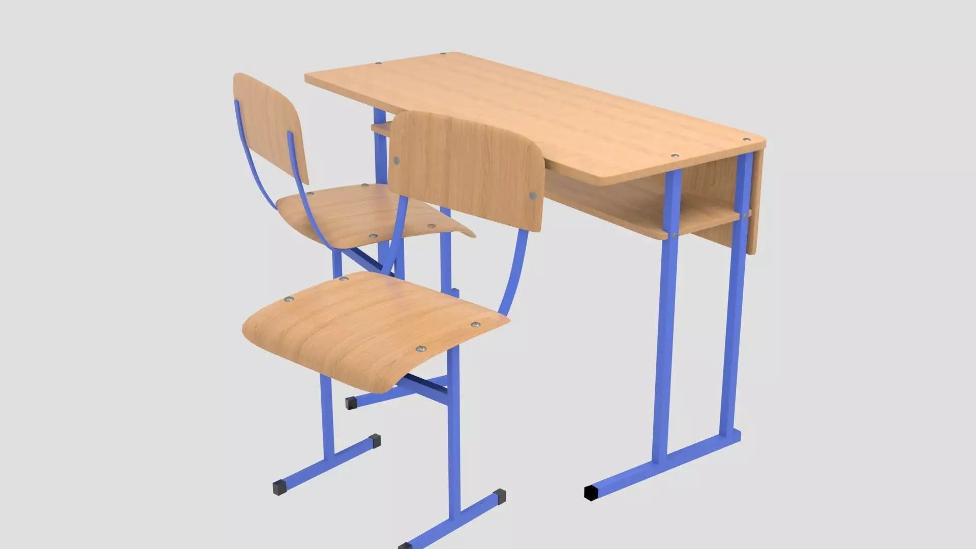 Chair and school desk Free low-poly 3D model