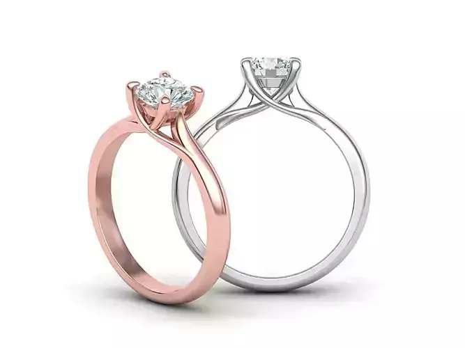 Solitaire Engagement ring with 6mm stone 3dmodel