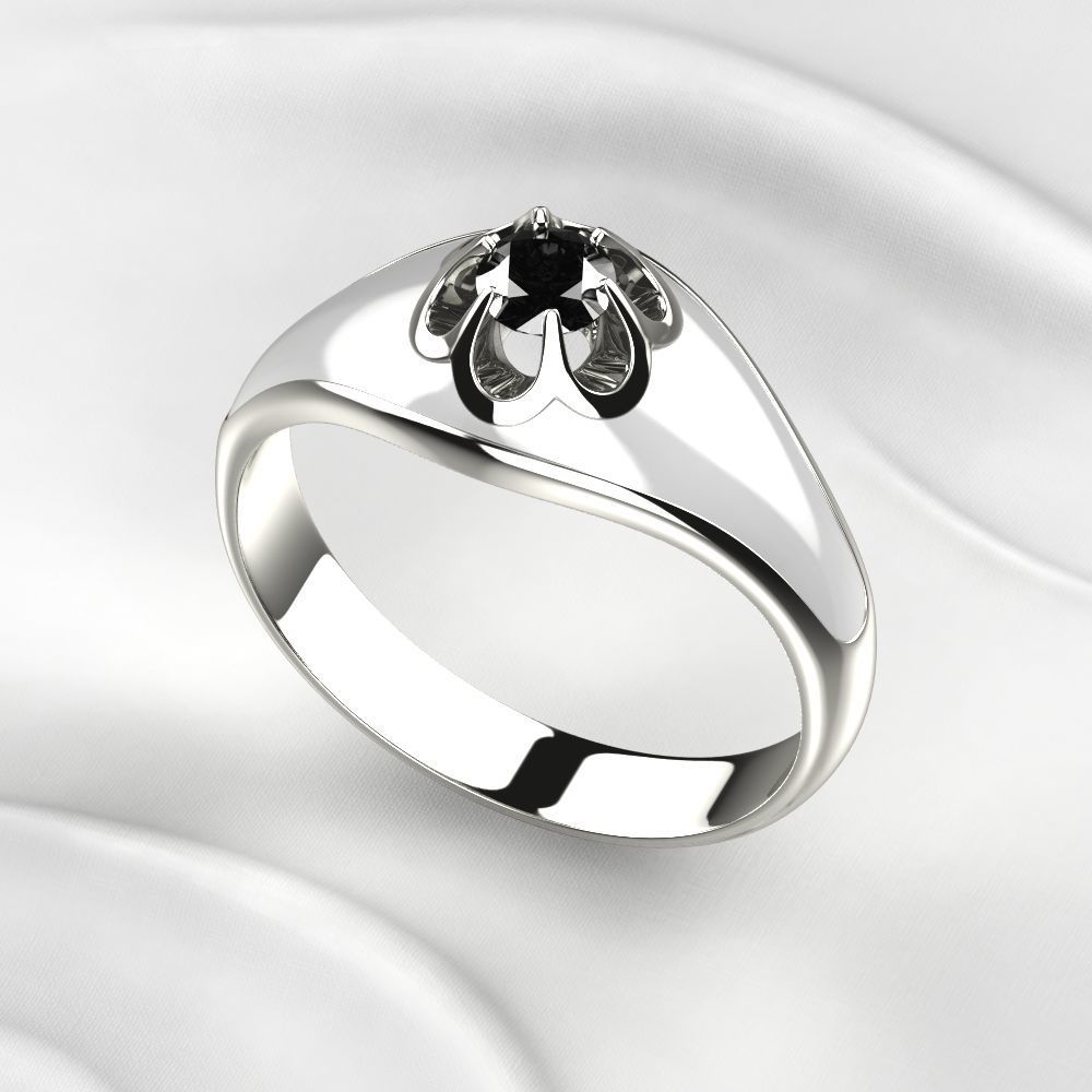 White Enamel Golden Ring with Diamond 3D print model_6