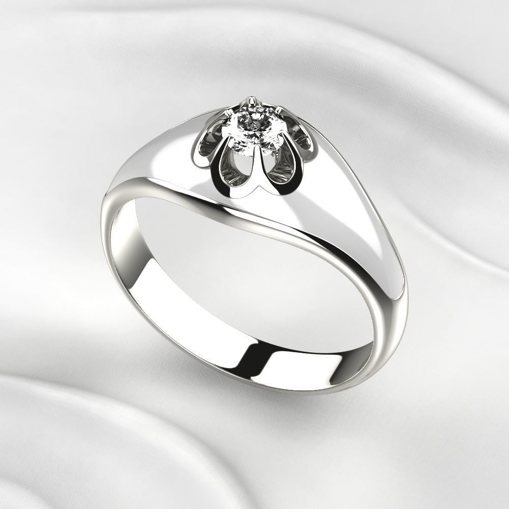 White Enamel Golden Ring with Diamond 3D print model_5