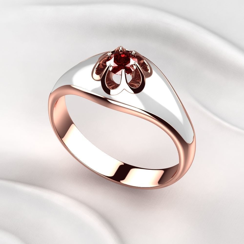 White Enamel Golden Ring with Diamond 3D print model_4