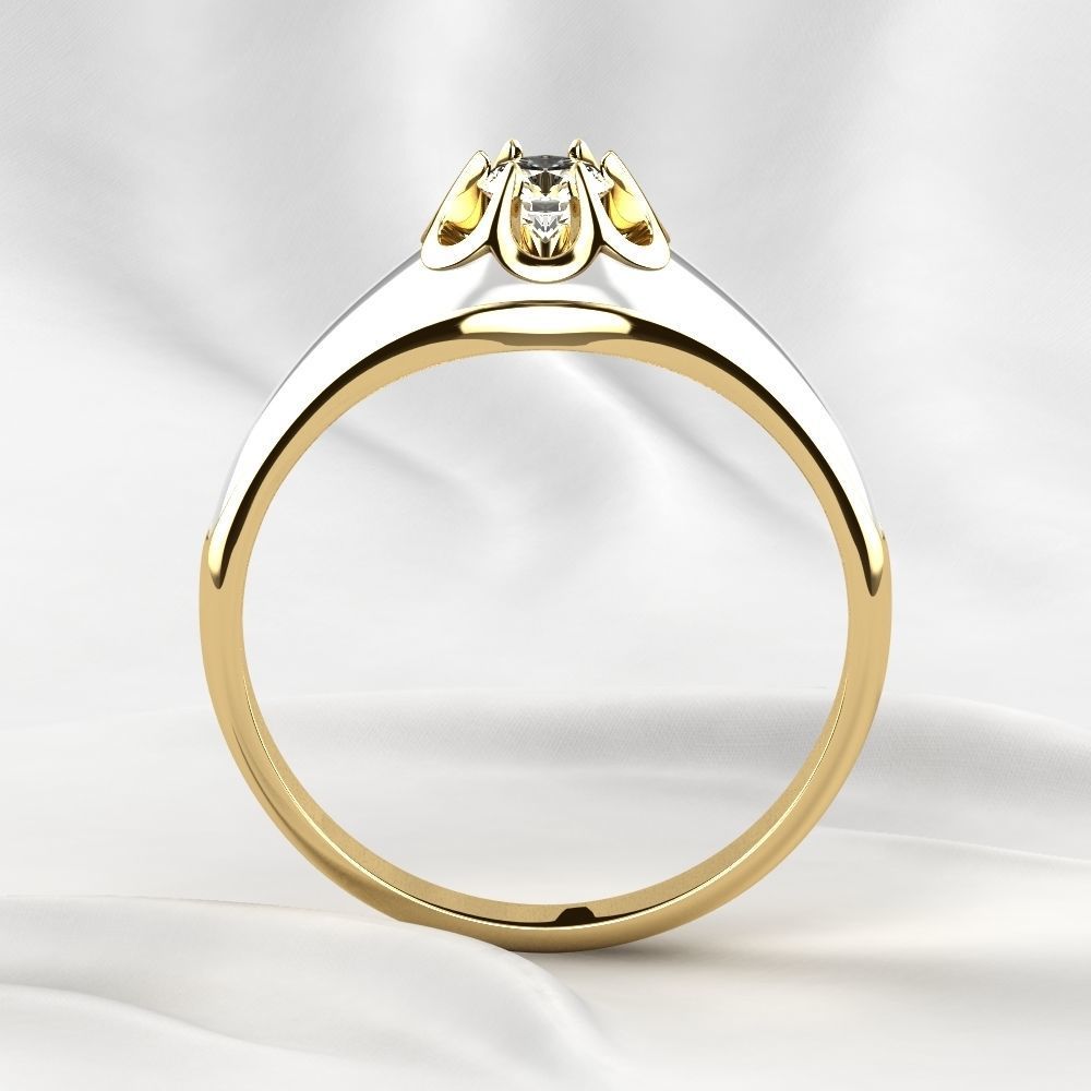 White Enamel Golden Ring with Diamond 3D print model_10