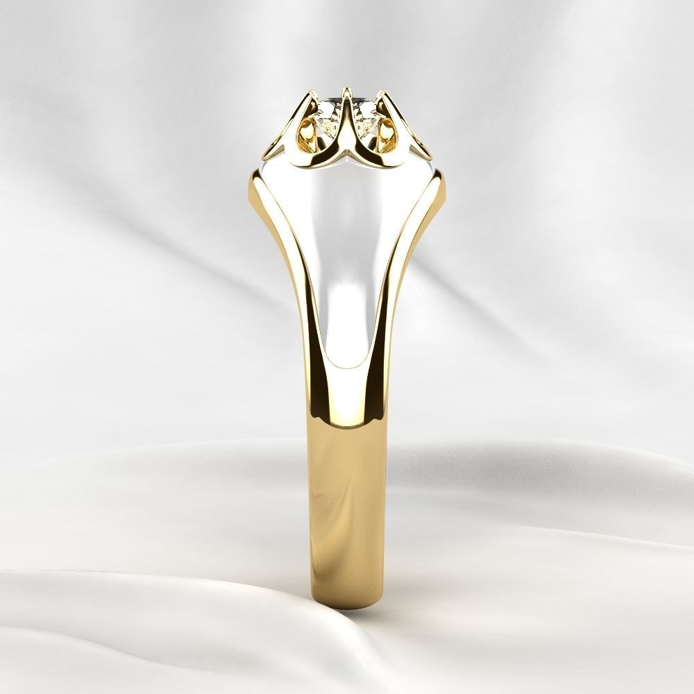 White Enamel Golden Ring with Diamond 3D print model_12