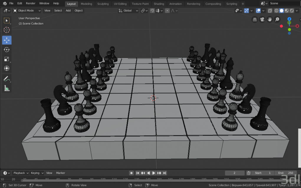 chess set 3D model_5
