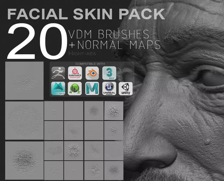 VDM FULL FACIAL SKIN PACK 3D model_0