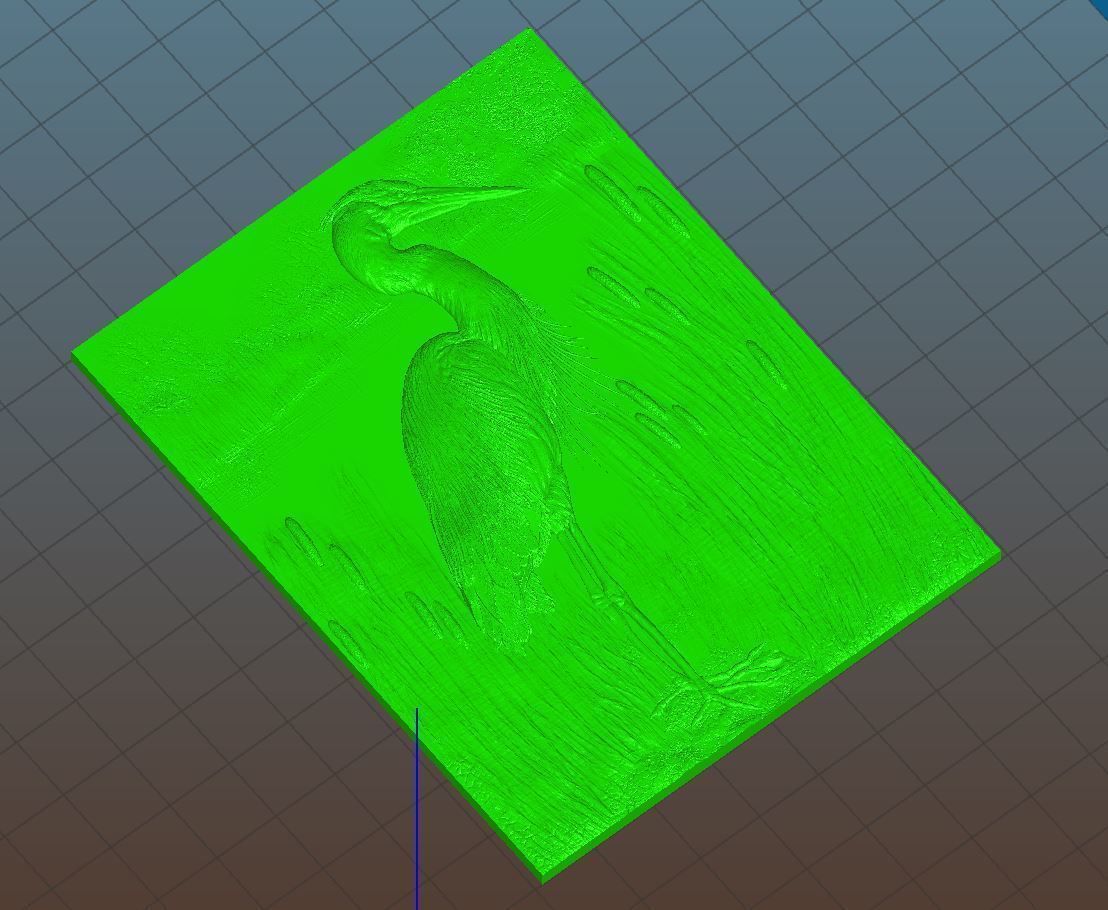 Heron in the Reeds -relief -2019 3D print model_4