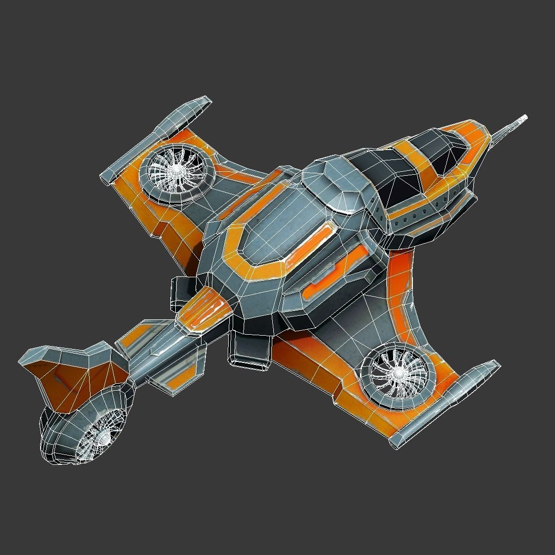 Sci-fi Spaceship - low poly Low-poly 3D model_8