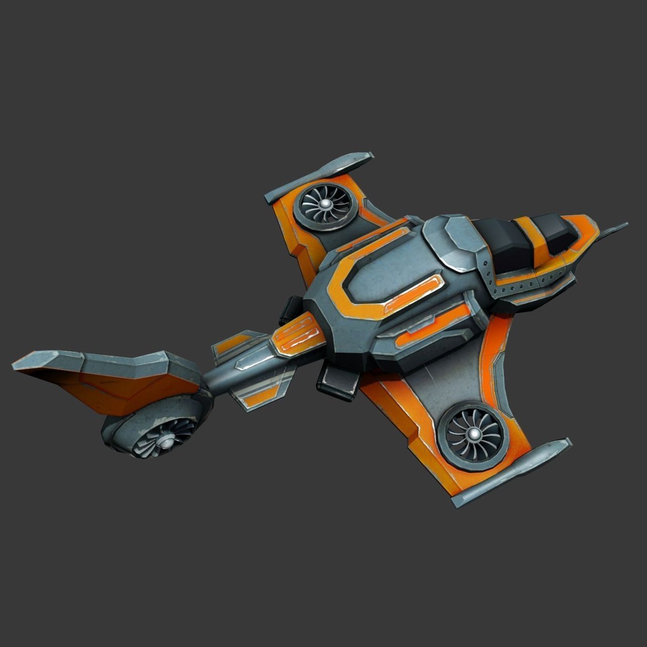 Sci-fi Spaceship - low poly Low-poly 3D model_2