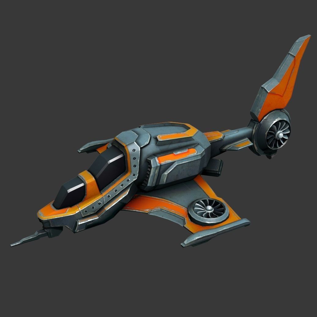 Sci-fi Spaceship - low poly Low-poly 3D model_0