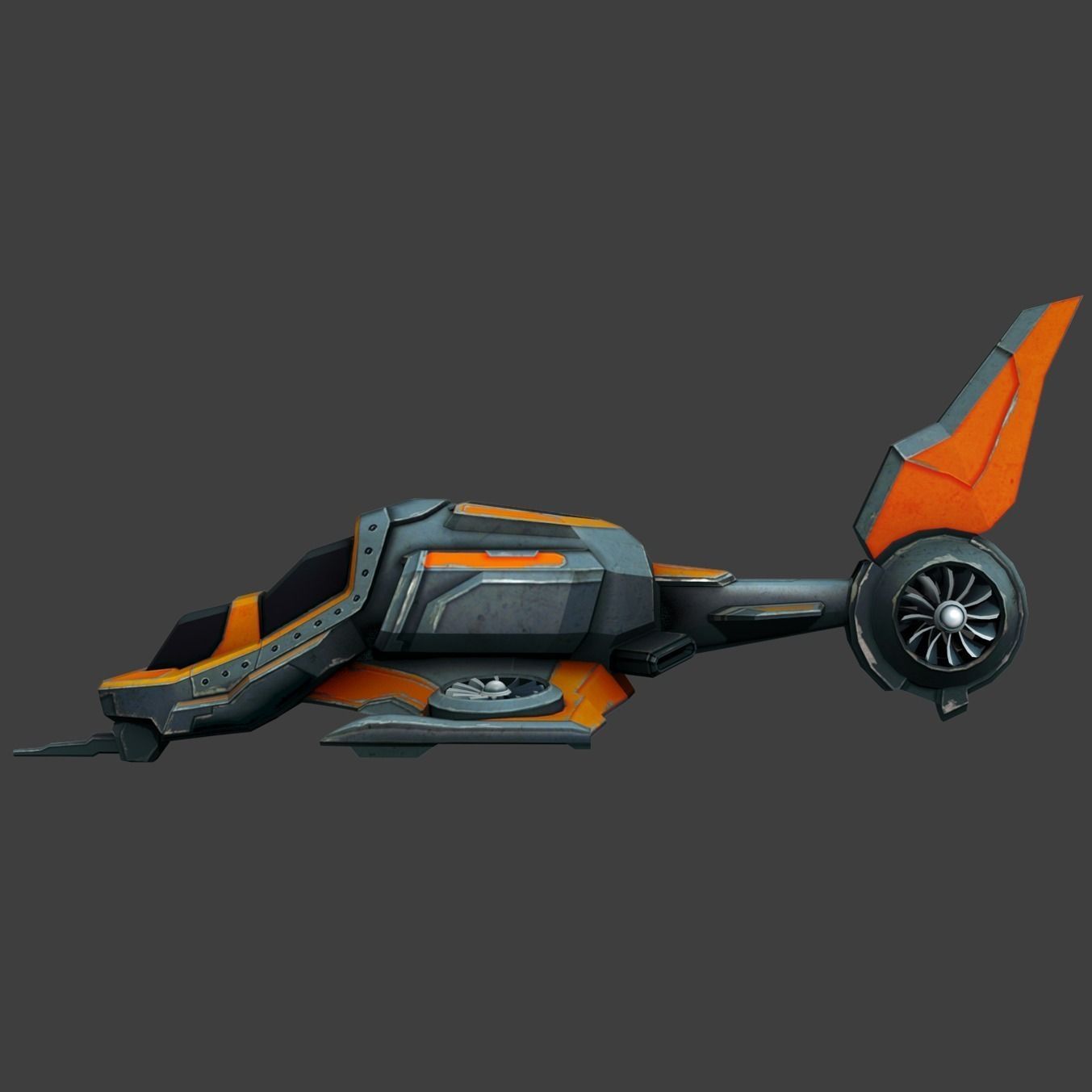 Sci-fi Spaceship - low poly Low-poly 3D model_3