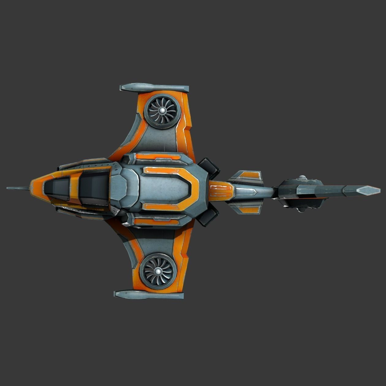 Sci-fi Spaceship - low poly Low-poly 3D model_1