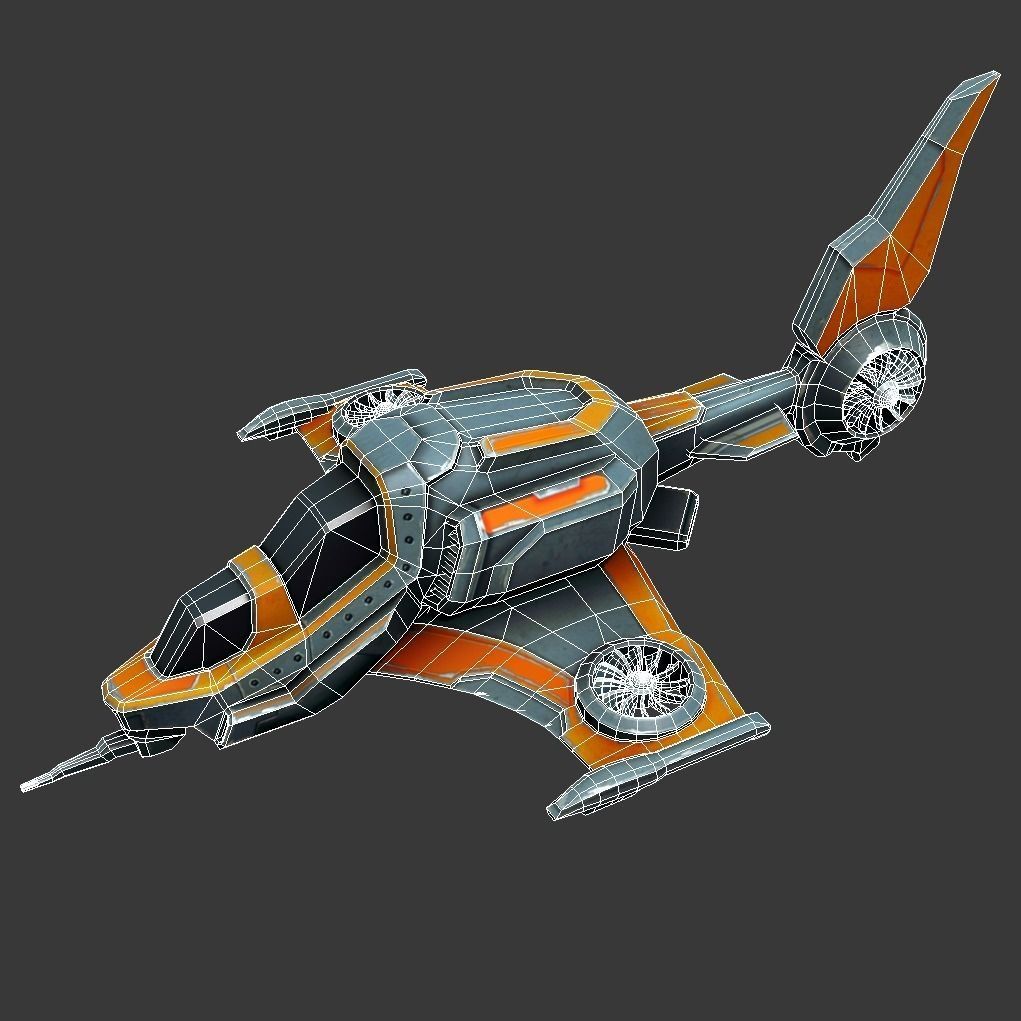 Sci-fi Spaceship - low poly Low-poly 3D model_7