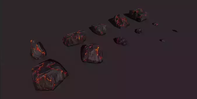 Cartoon Rock Styled Lava  set PBR