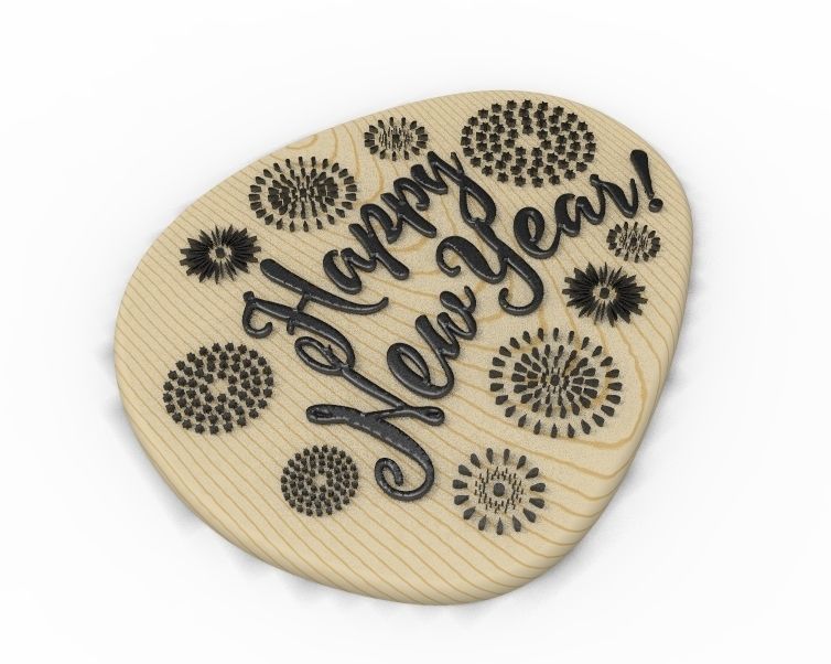 Happy New Year Text Plate 3D print model_17