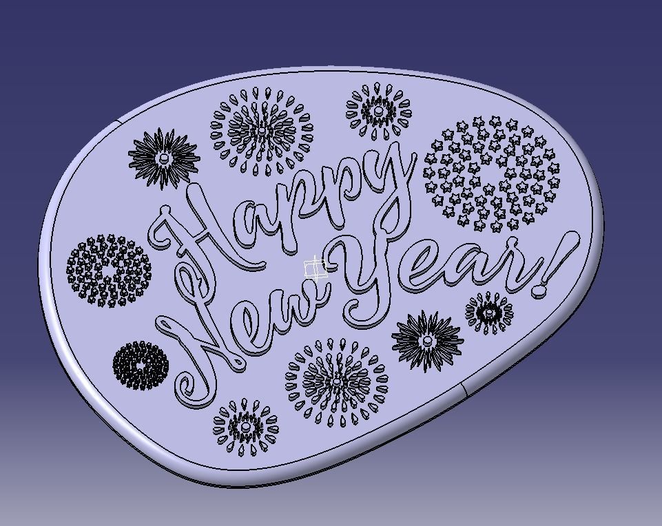 Happy New Year Text Plate 3D print model_22