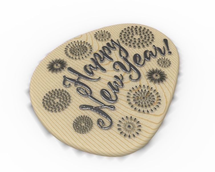 Happy New Year Text Plate 3D print model_16