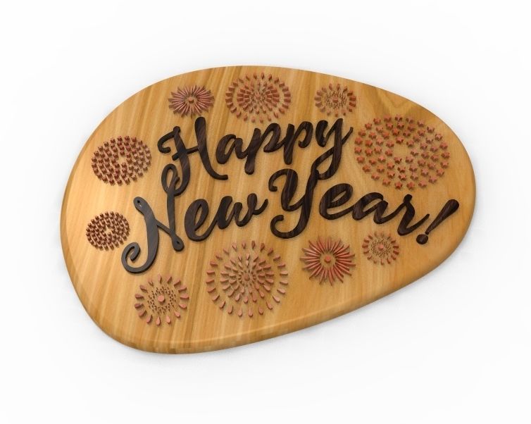Happy New Year Text Plate 3D print model_9