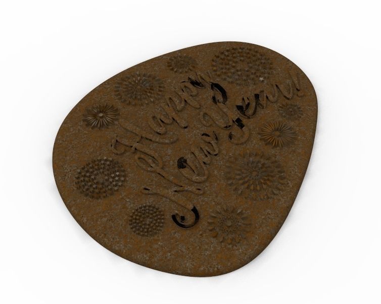 Happy New Year Text Plate 3D print model_20