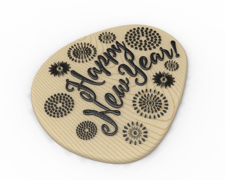 Happy New Year Text Plate 3D print model_18
