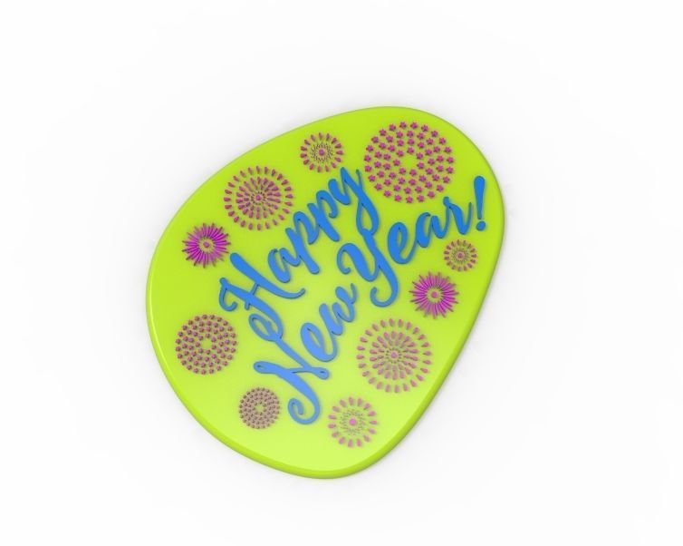Happy New Year Text Plate 3D print model_3