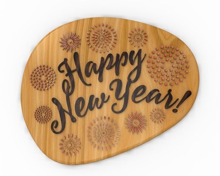 Happy New Year Text Plate 3D print model_6