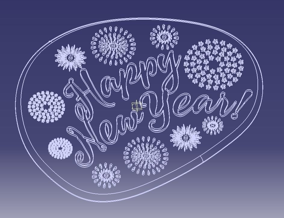 Happy New Year Text Plate 3D print model_23