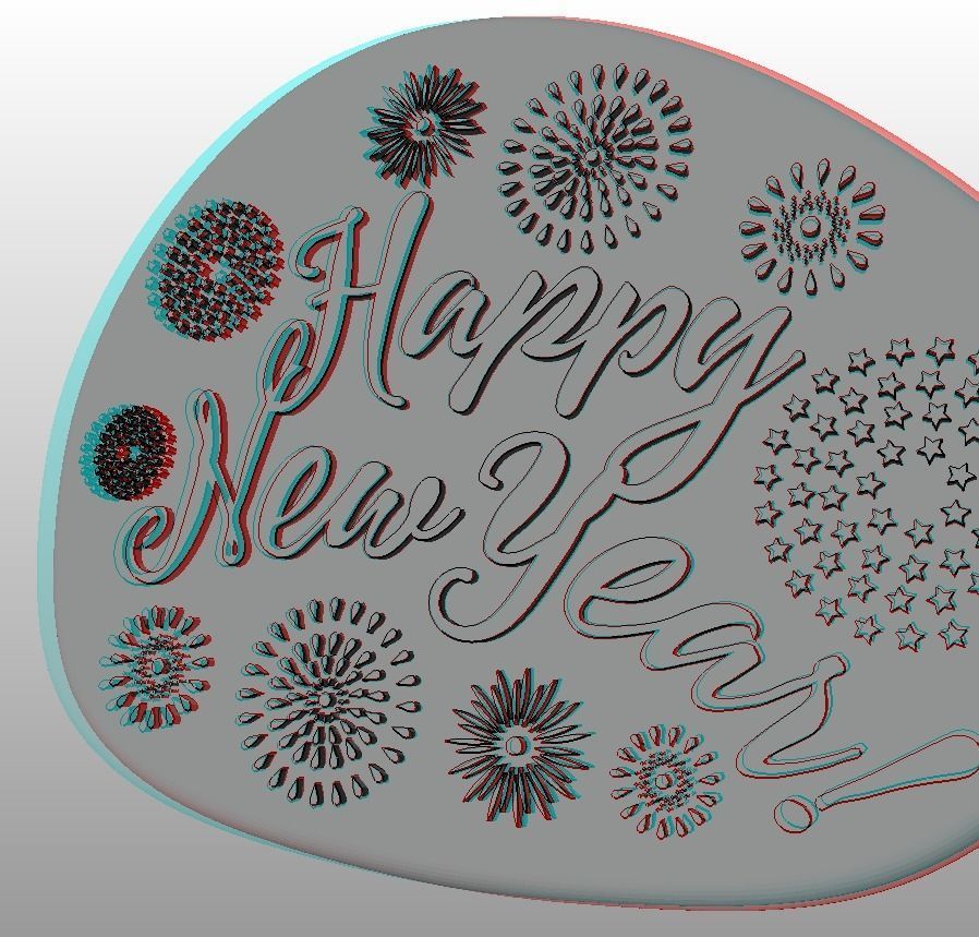 Happy New Year Text Plate 3D print model_27