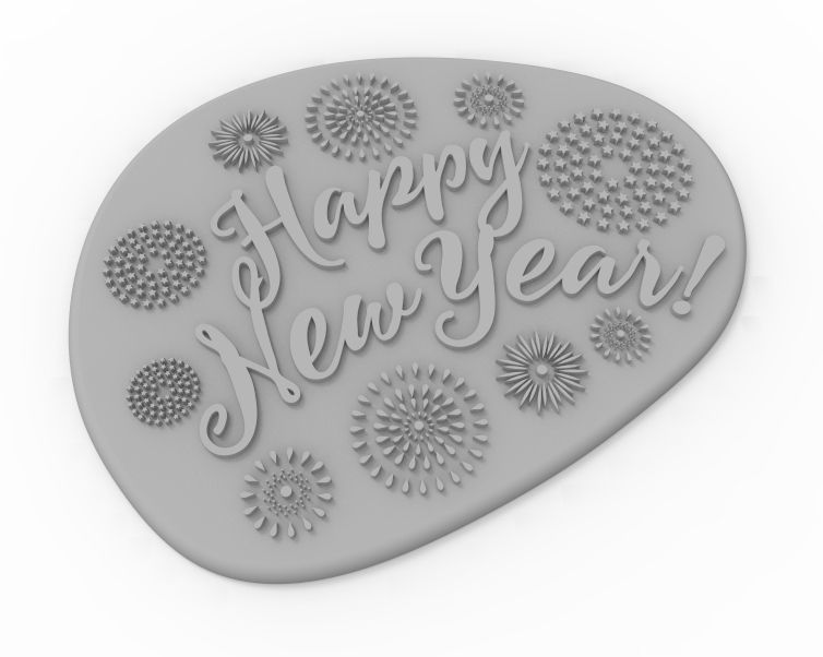Happy New Year Text Plate 3D print model_10