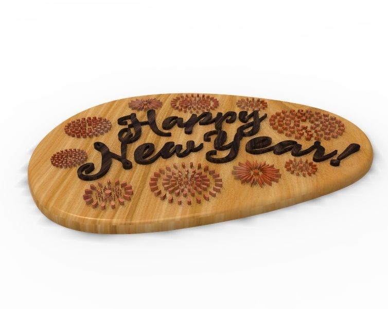 Happy New Year Text Plate 3D print model_8